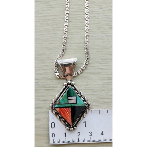 NECKLACE-Vintage-Turquoise-Rose Quartz-Onyx-Green Malachite-Long - Picture 13 of 16